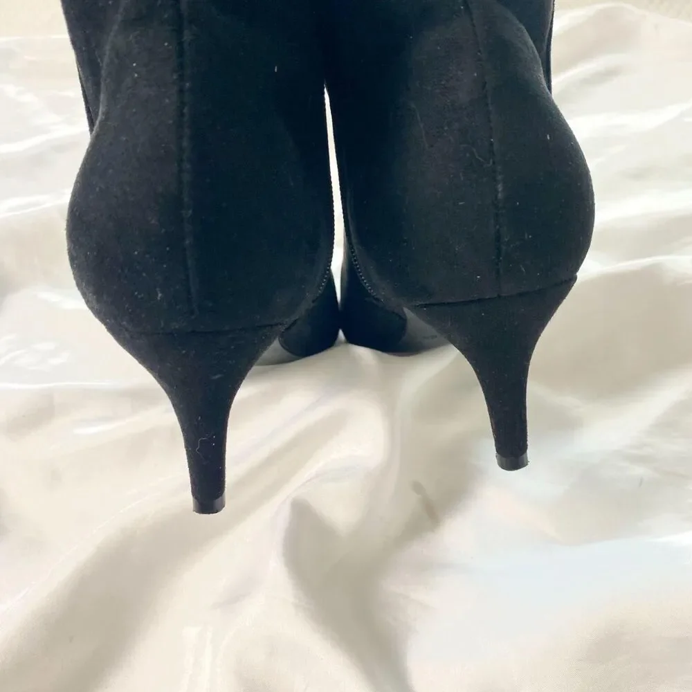 Marc Fisher Glorry Bootie / Black Kitten Faux Suede Heel Ankle Boots Size US 8